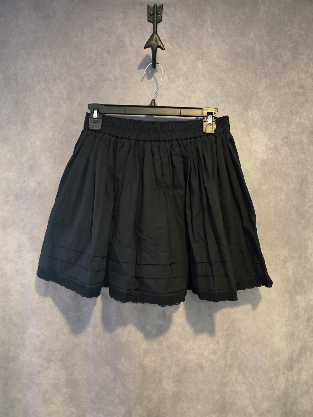 Black Elastic-Waist Circle Skirt